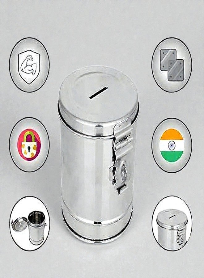 Standify® 800ML Small Money Bank_A Stainless Steel Money Box Heavy Duty Bachat Gulak for Kids & Adults Unbreakable Piggy Bank. - Image 5